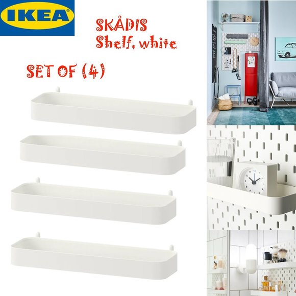 (4) IKEA SKADIS Pegboard Shelf White Wall Shelf Design And Storage Home Decor - Picture 1 of 9